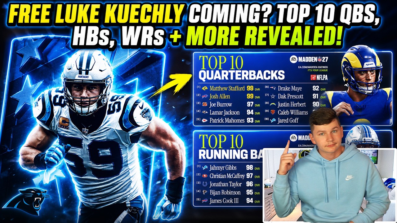 FREE MUT 27 KUECHLY CARD COMING? TOP 10 QBS, HBS, WRS, AND MORE REVEALED!