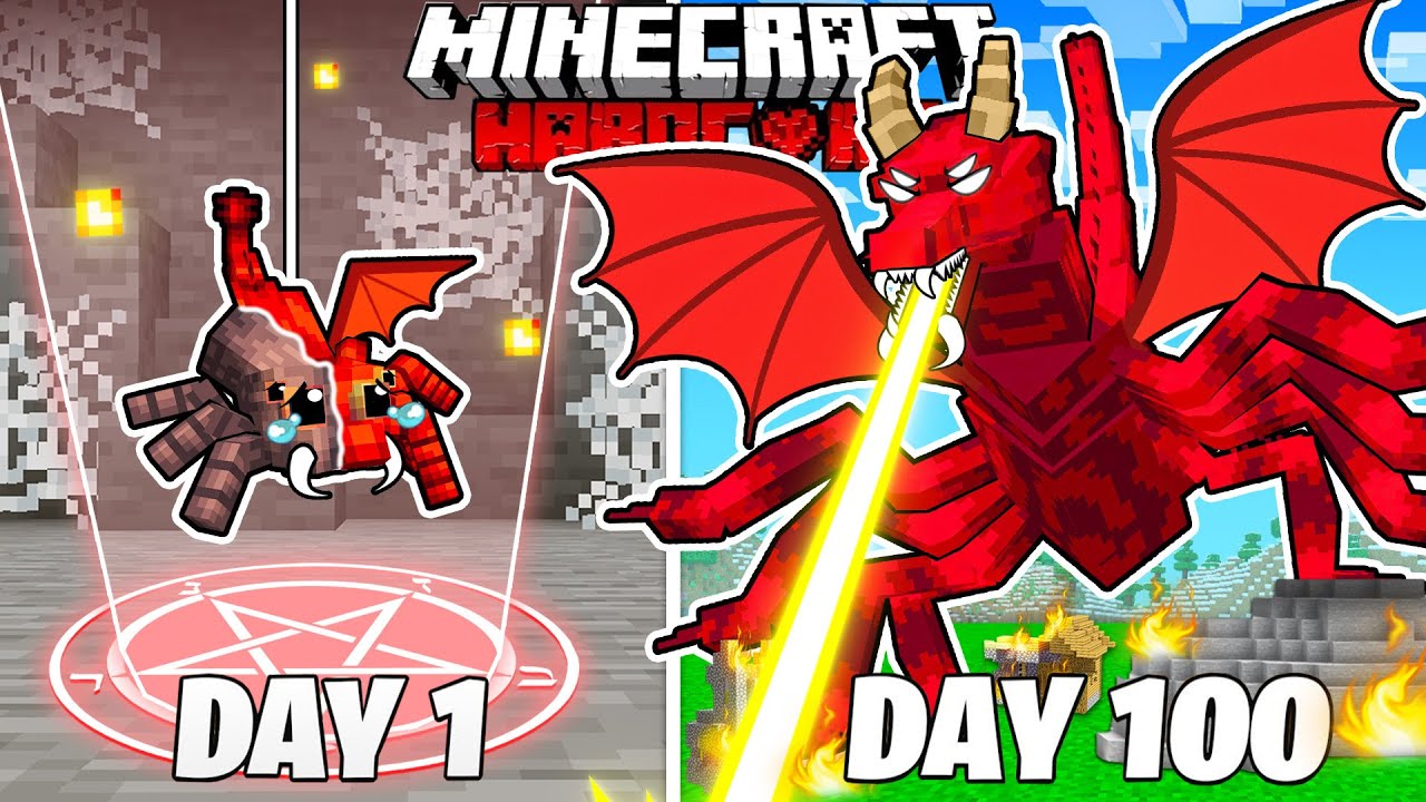 I Survived 100 Days as a SPIDER DRAGON in HARDCORE Minecraft