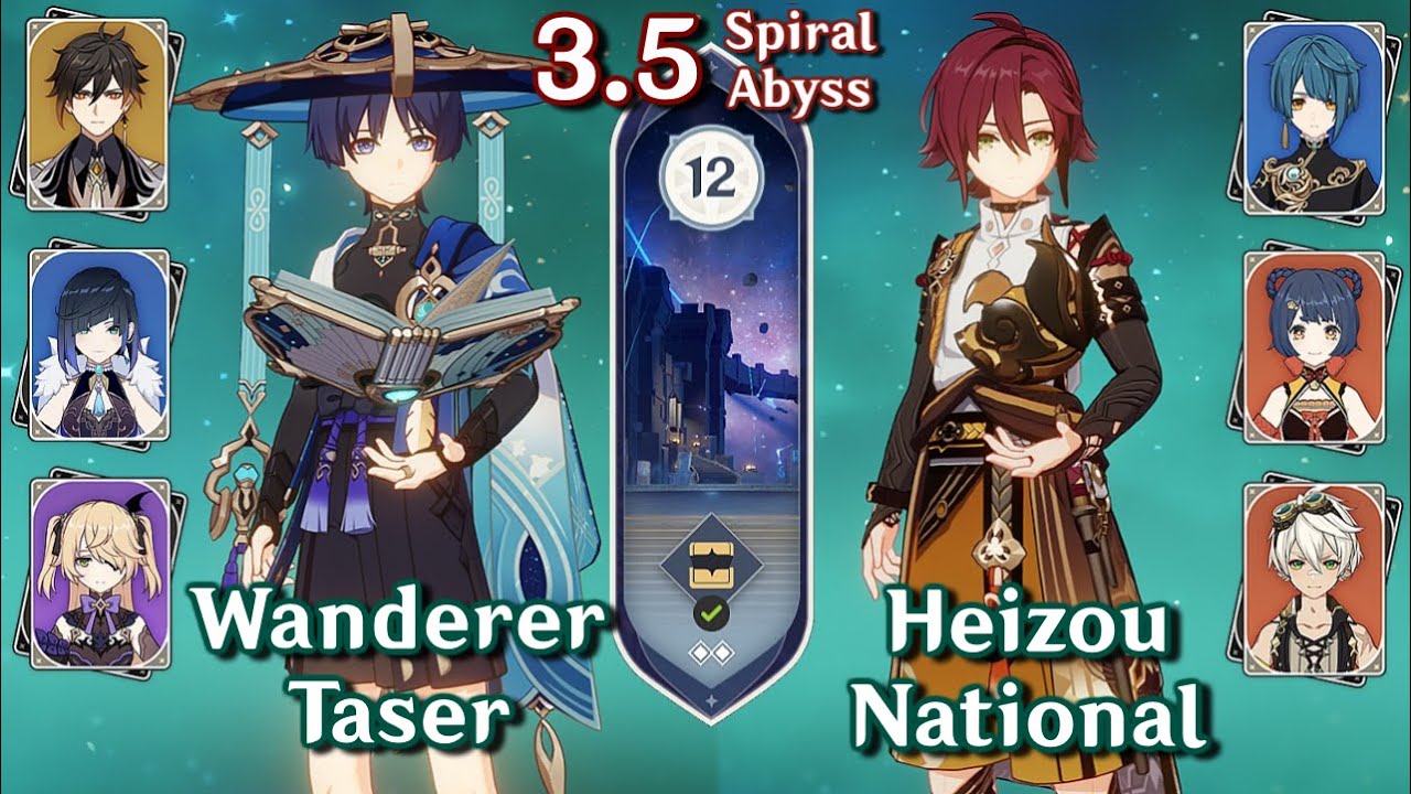 C0 Wanderer Taser & C0 Heizou National | Spiral Abyss 3.4/3.5 - Floor 12 - 9 Stars | Genshin Impact