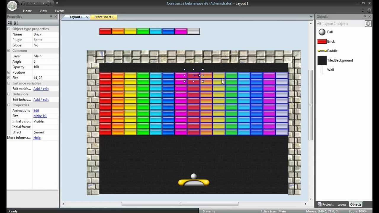 Construct 2 Tutorial - Breakout Clone (Part 1: Tile Map Setup)