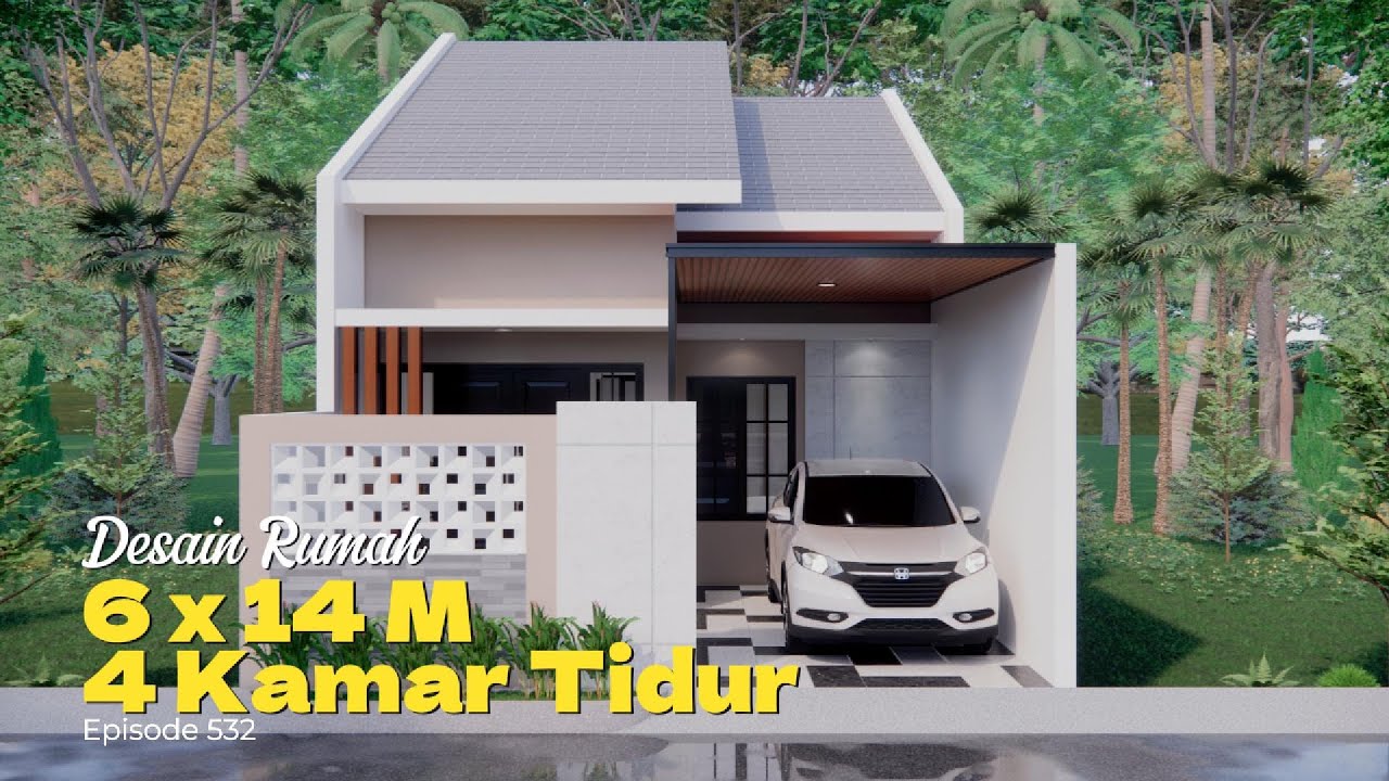 DESAIN RUMAH 6X14 METER 3 KAMAR TIDUR