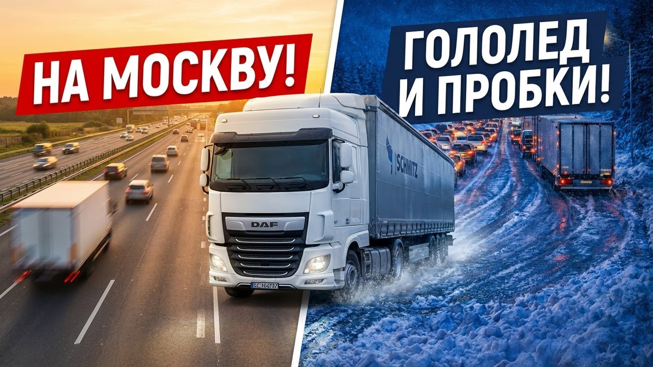 #11 Мини сериал. На Москву. Серия третья. Позор Росавтодору. Гололед и пробки. DAF106