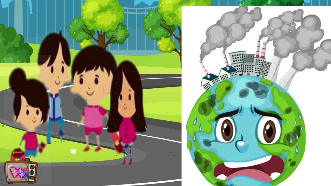 Kids awareness cartoon, How Carbon Emissions make a climate change?