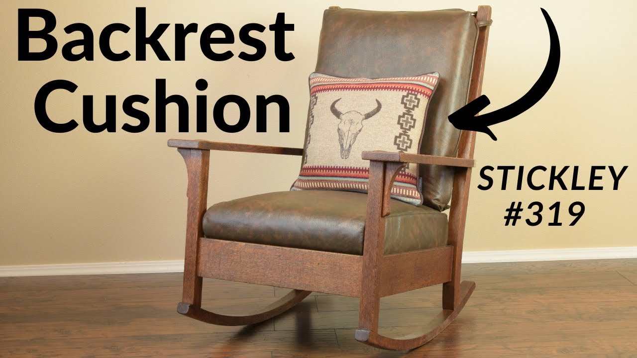 Stickley #319 Leather Backrest Upholstery Tutorial upholster Mission Antique Rocker / Rocking Chair