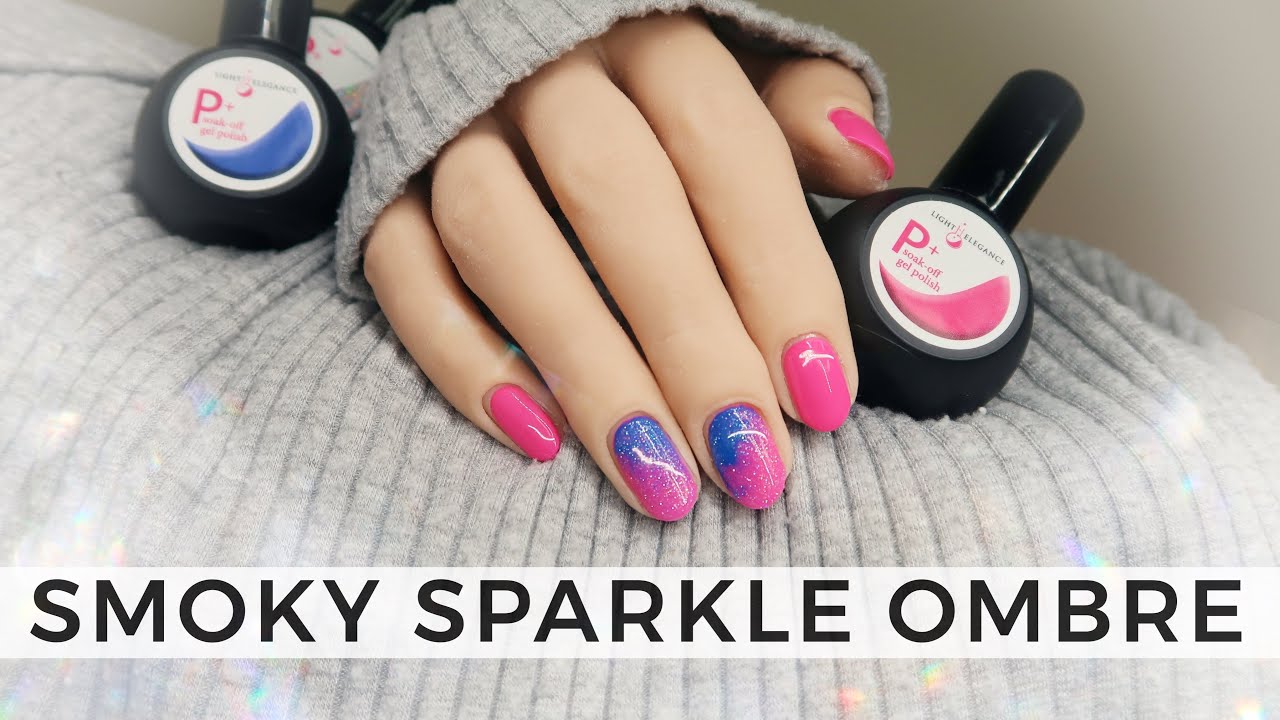 Smoky Sparkle Ombre with NEW Light Elegance P+ Gel Polish - Full Application Tutorial - Jojo Wickens
