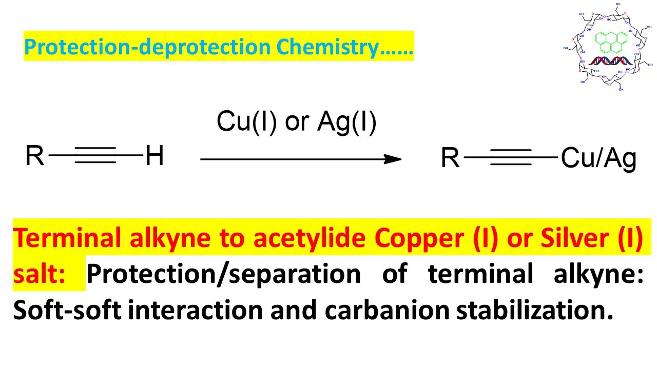 Preparation of Copper (Cu) & Silver (Ag) Alkynilide from terminal alkyne: Stability & de-protection.
