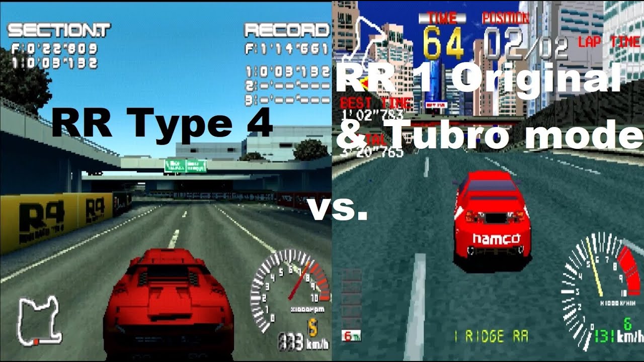 HQ re-upload Ridge Racer Type 4 vs. RR1 & RR1 High-spec graphics comparison