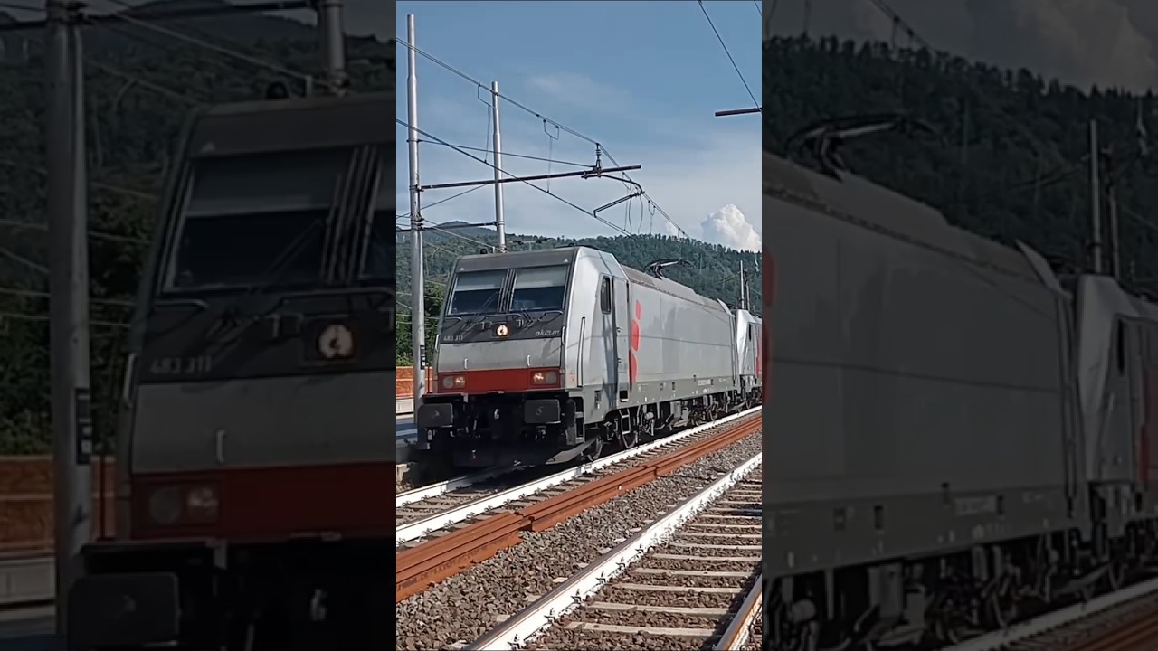 E483.311 Akiem / DB + E494.527 DBCI con shimmns e 1 pianale in transito a Vaiano! 