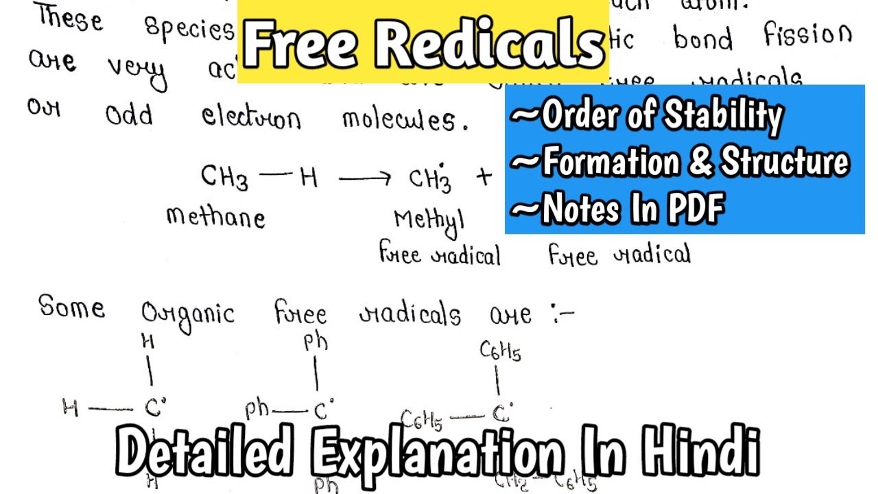 Free Radicals | Order of Stability | Formation And Structure of Free Redicals | MSc.Notes |