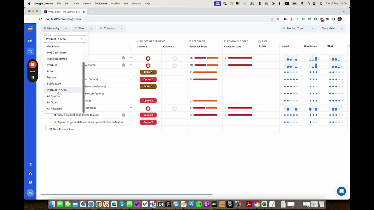Prodeology: How to use the feature backlog table
