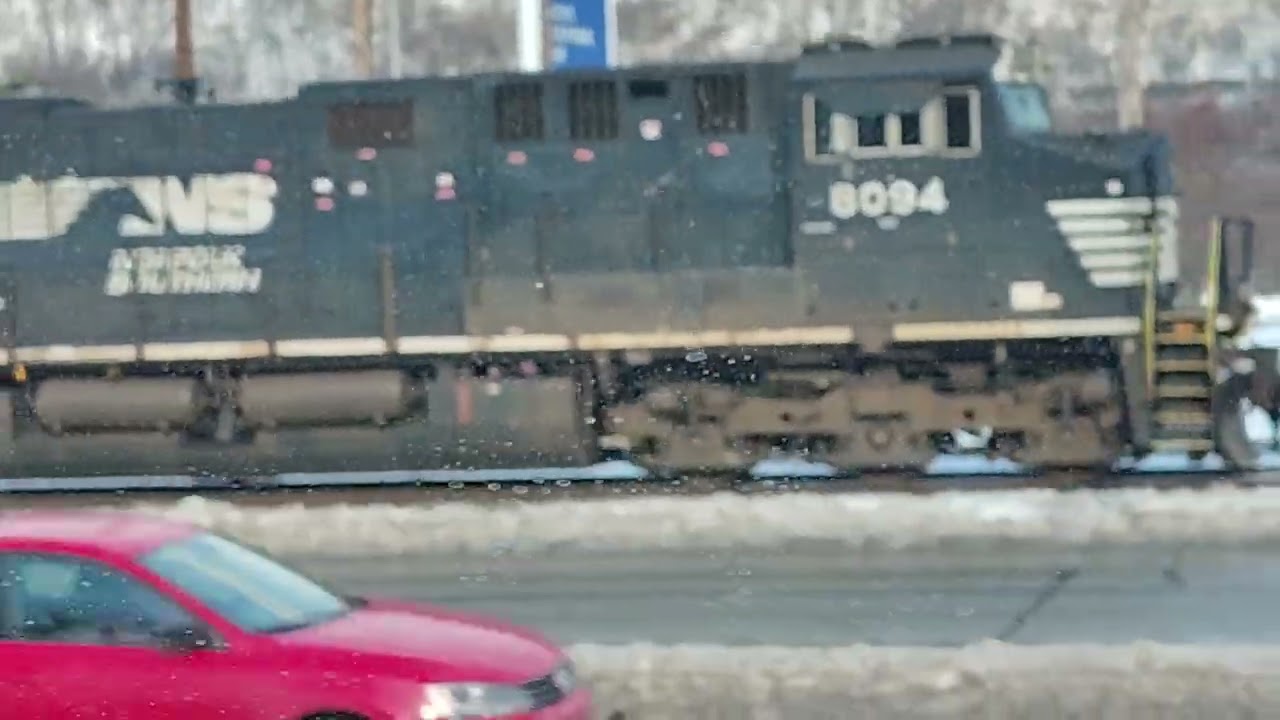 Norfolk Southern coal train with 2 mid train helpers going thru Duquesne Pa.