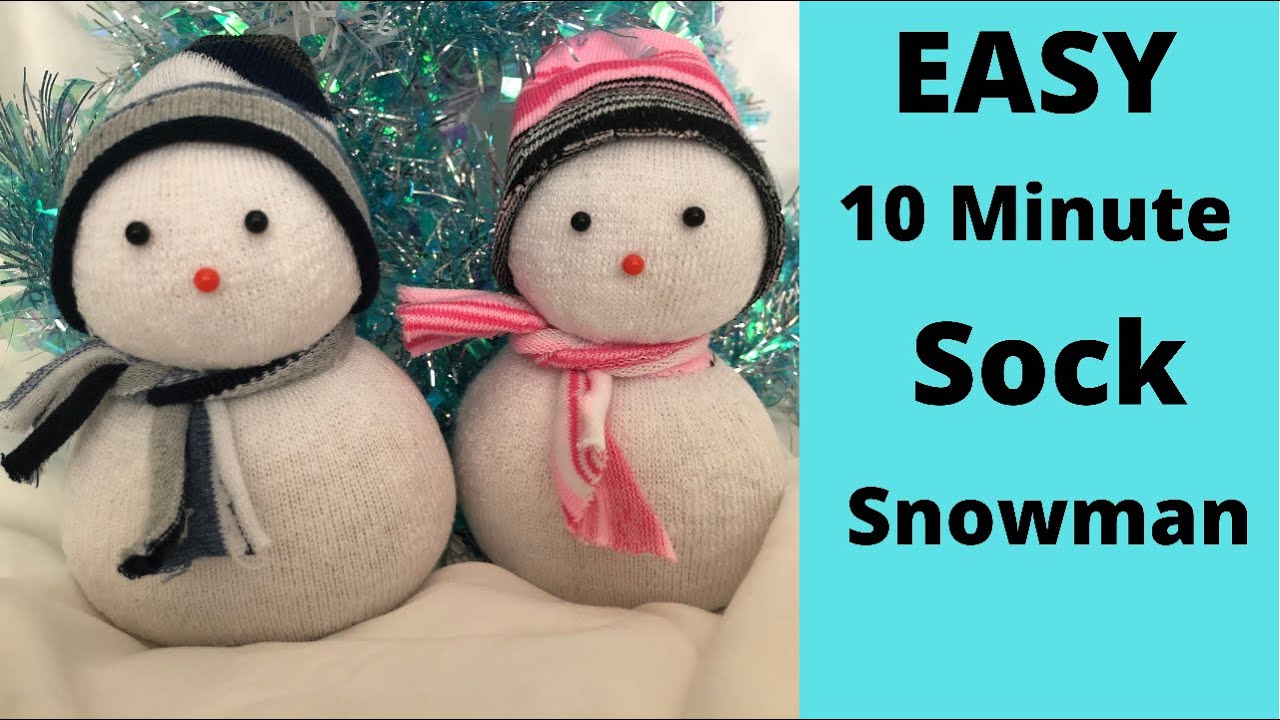 Only 10 Minutes to make this EASY Sock Snowman