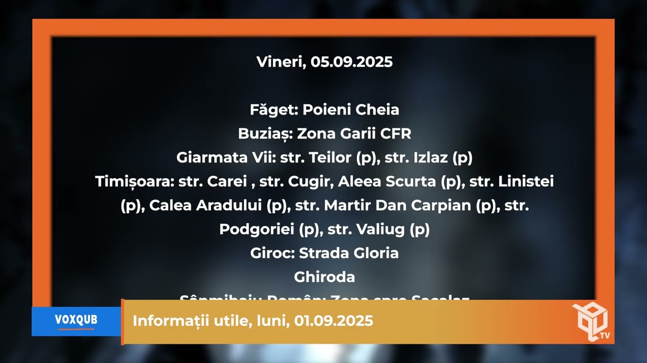 Informații utile, 01.09.2025
