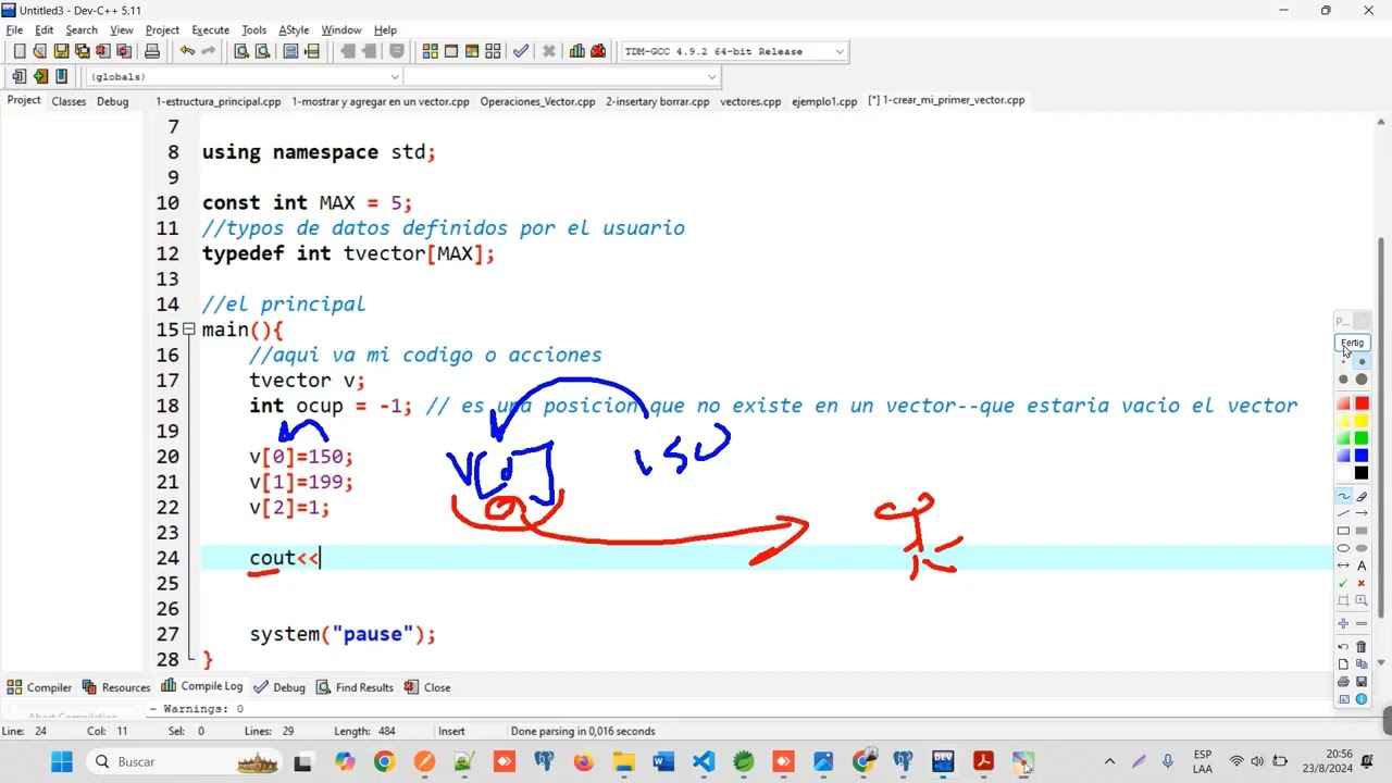 C++ vectores o array   como cargar y mostrar elementos   typedef vector de enteros primeros pasos
