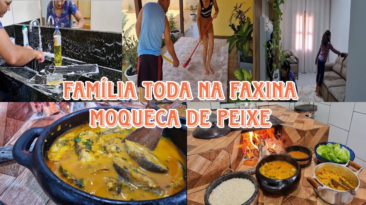 Família toda unida pra cuidar do lar /fiz moqueca de peixe deliciosa pro almoço