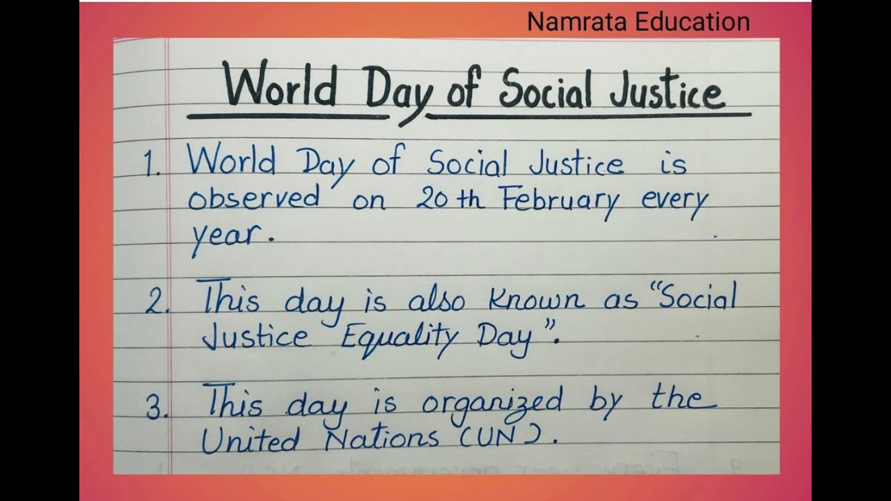 10 line Essay on World Day of Social Justice in English / Essay on World Day of Social Justice