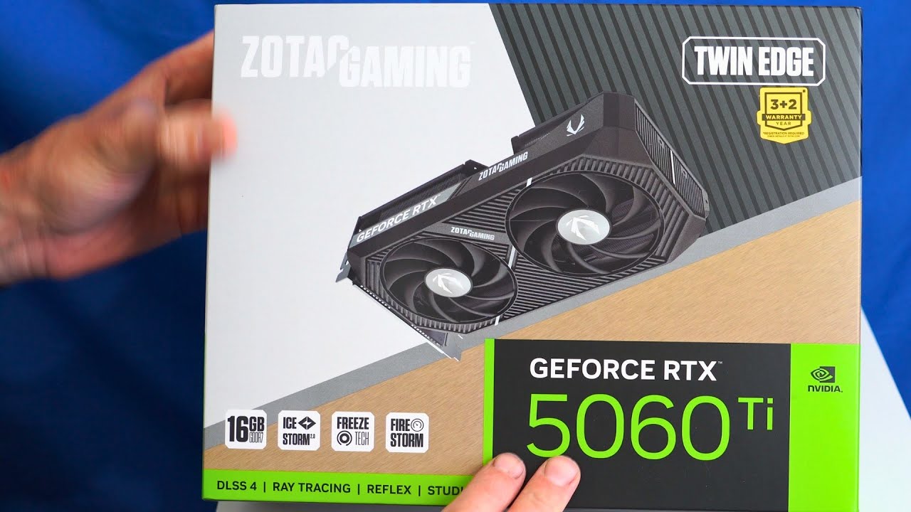 Распаковка видеокарты ZOTAC NVIDIA RTX 5060 Ti 16 ГБ Twin Edge