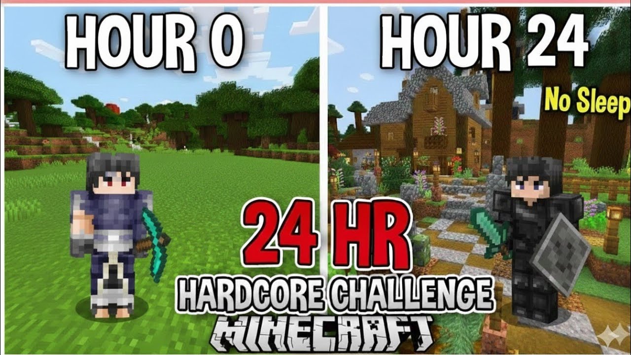 Playing Minecraft hardcore for 24 hour straight 🔥|| Minecraft bedrock|| Insane challenge (Part 1)🔴