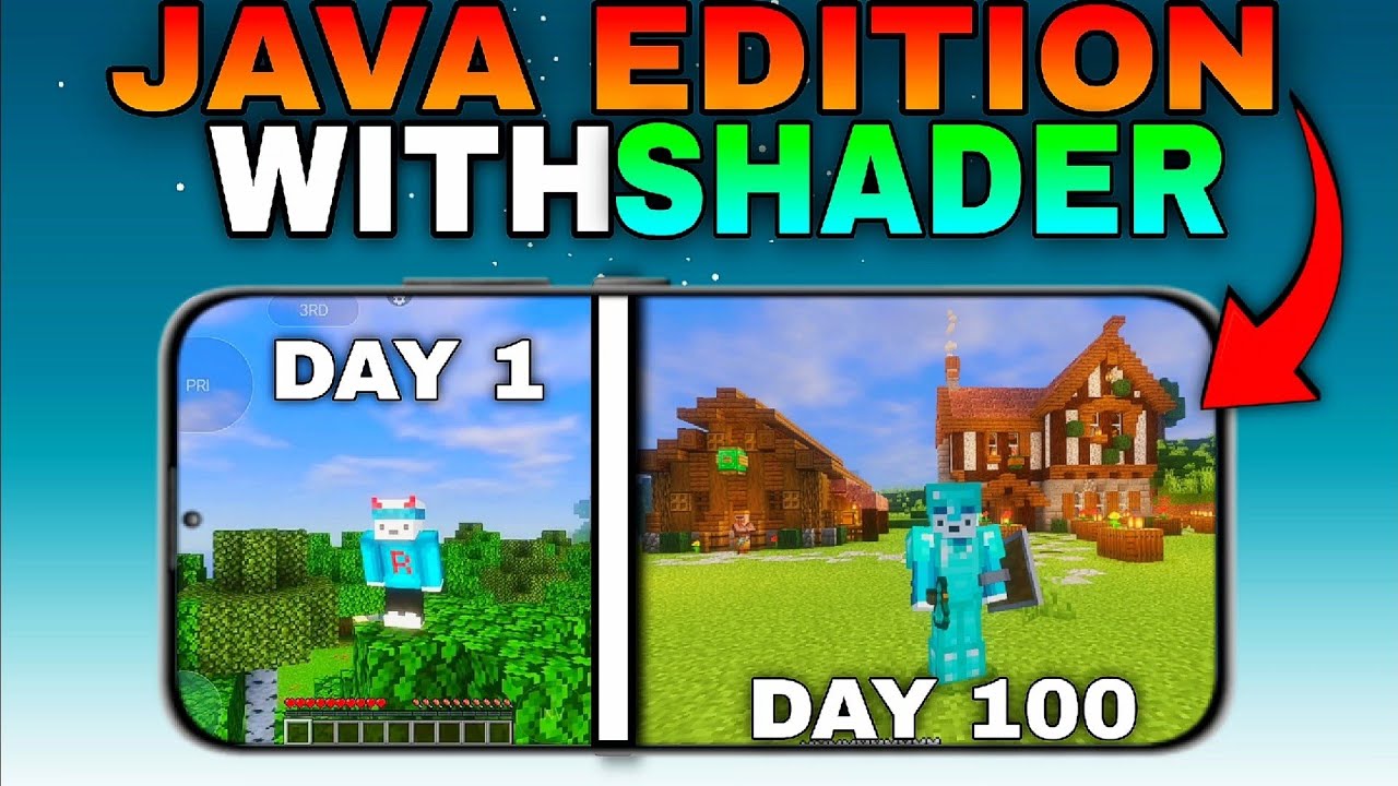 I Survived 100 Days in MINECRAFT JAVA on MOBILE (With SHADERS) 😱🔥