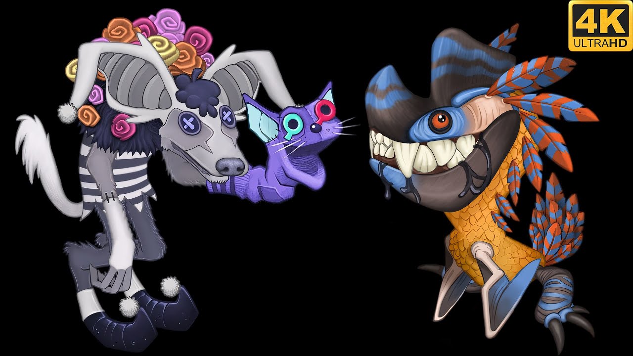 Epic Hyehehe & Epic Incisaur - Comparison, breeding (My Singing Monsters) 4k