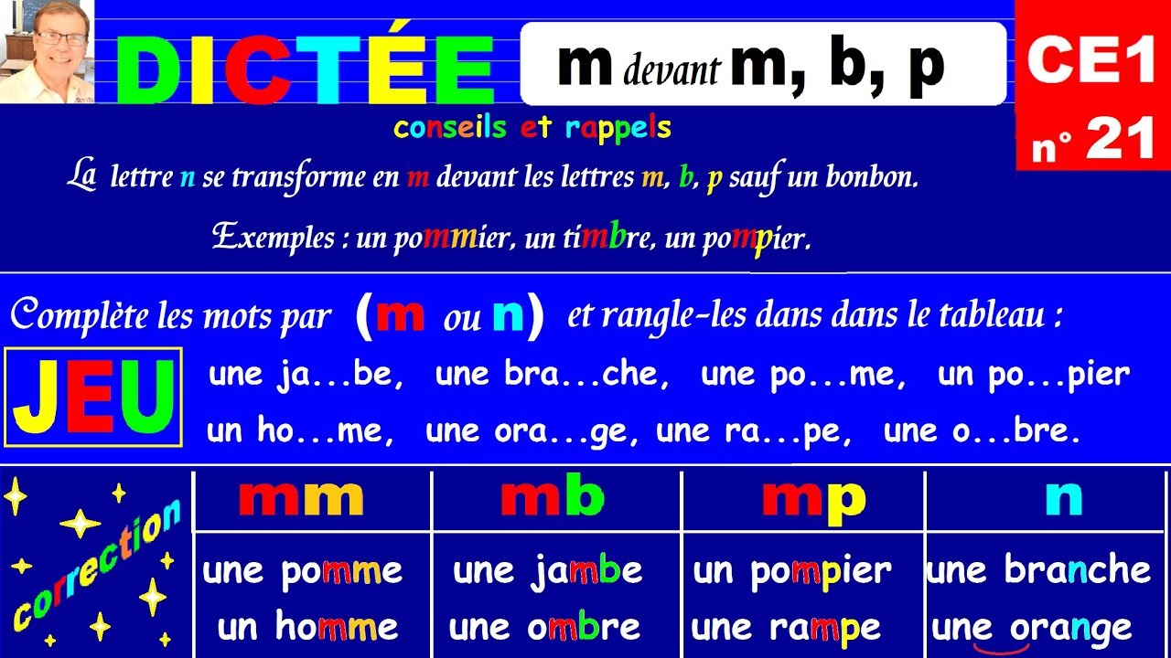 Dictée autonome CE1 : m devant mbp # 21