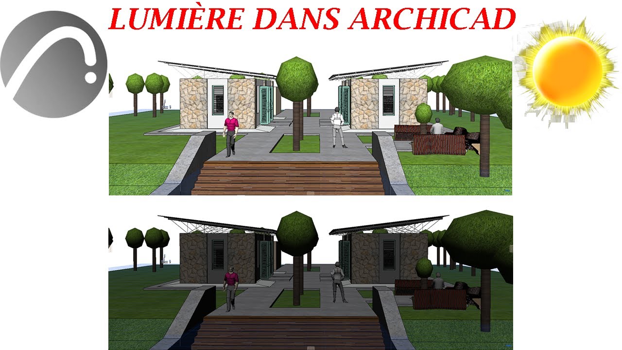 ARCHICAD | LUMIERE DANS ARCHICAD en 5 minutes (Luminosité, Soleil dans ARCHICAD) Tuto ArchiCAD