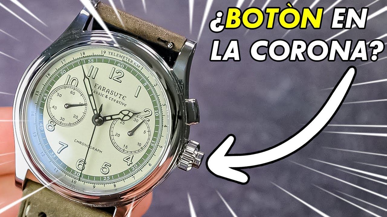 Reloj con Pulsador en la Corona, Como Funciona? Farasute Cronografo Mecanico Reseña