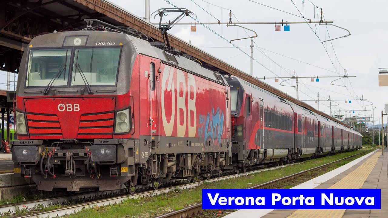 Stazione di Verona Porta Nuova: Treni di tutti i tipi in arrivo e partenza