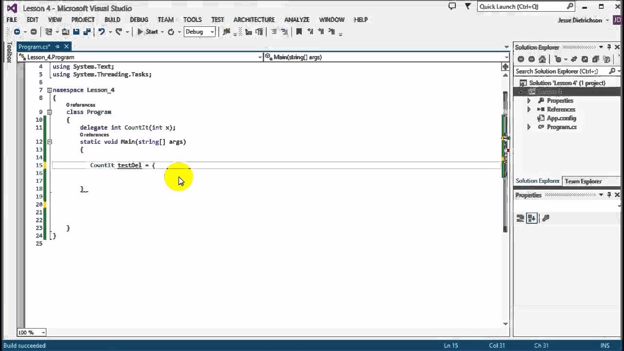 Advanced C#: Lesson 4 - Delegates Events and Lambda expressions