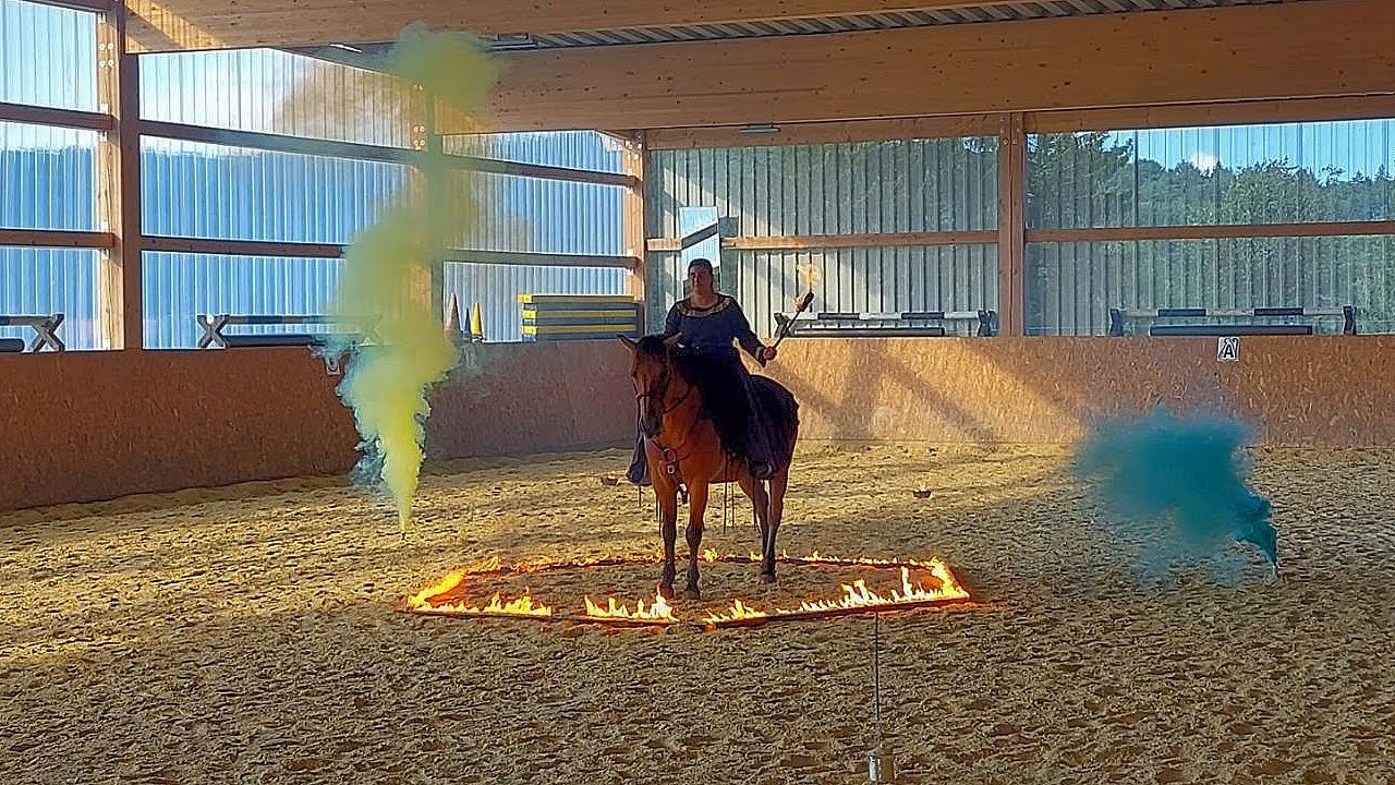 Feuer & Rauch - Feuerreitkurs f&uuml;r Vertrauen zwischen Mensch & Pferd