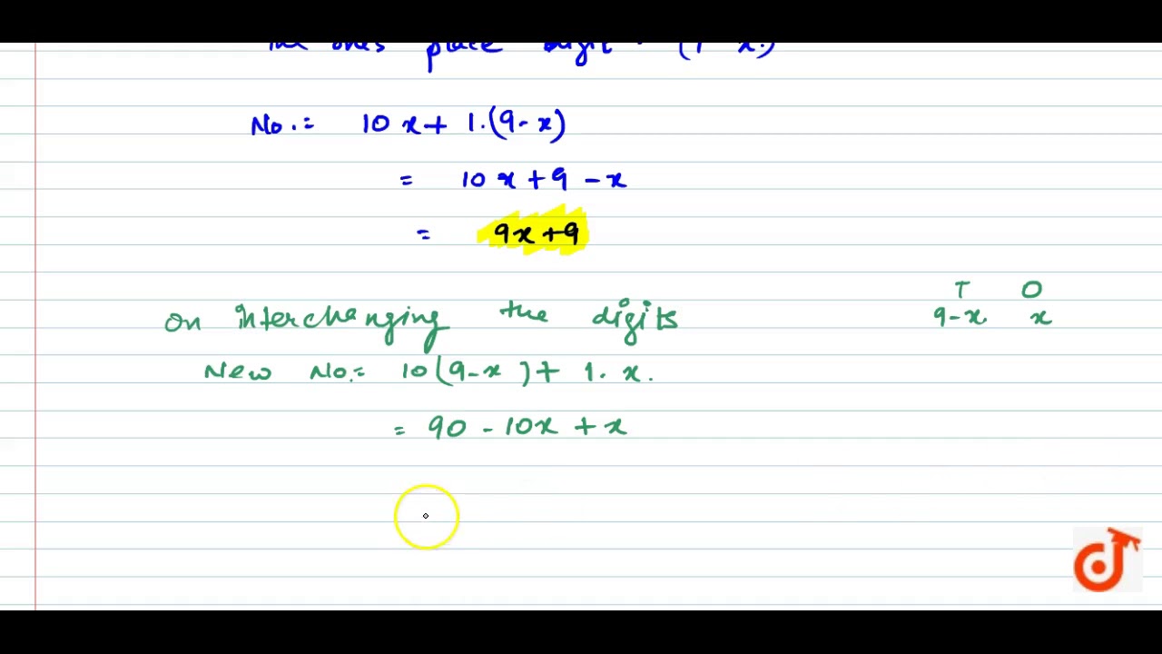 Sum of the digits of a two-digit number is 9. When we interchange the digits, it is found that t...