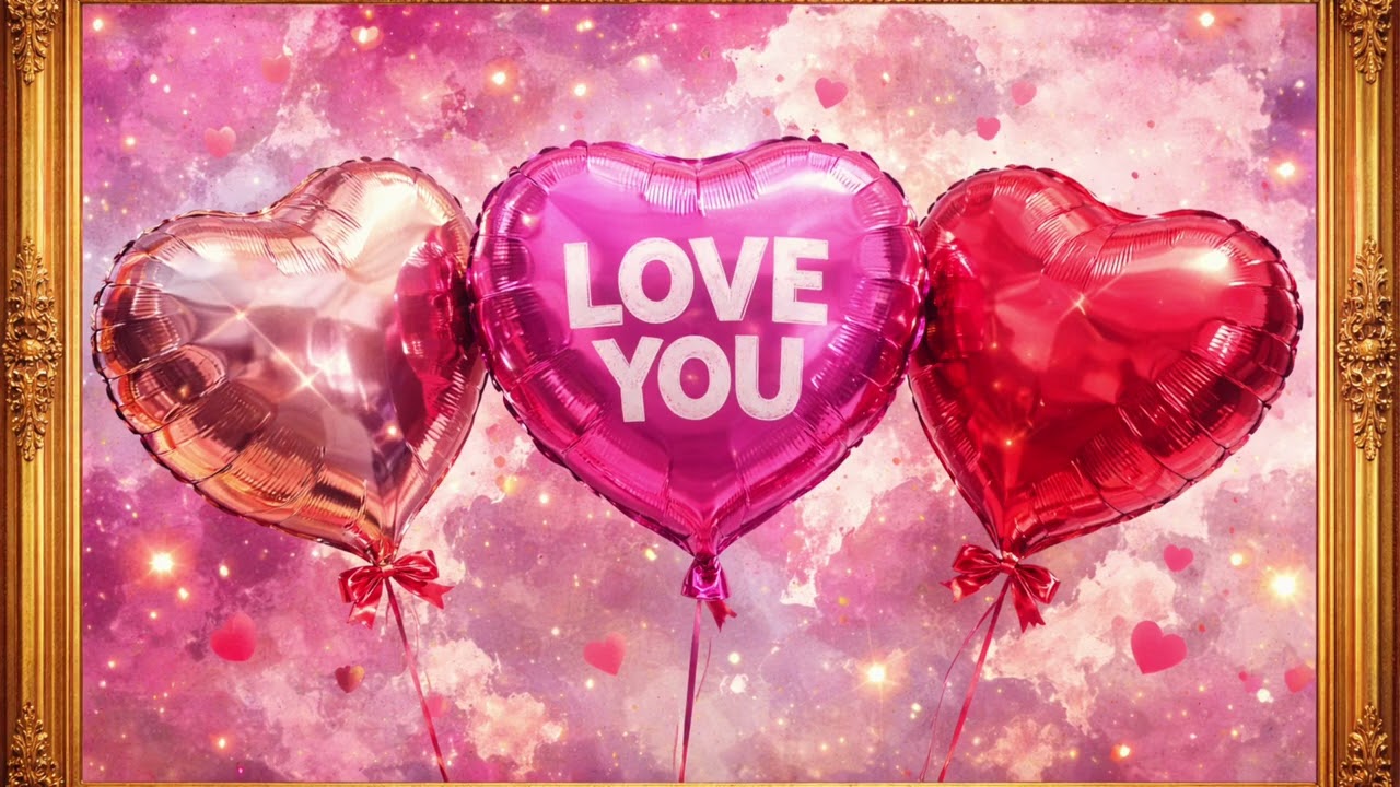 Romantic Love You Balloon Heart Art | Valentine’s Day Frame Art for TV 4K