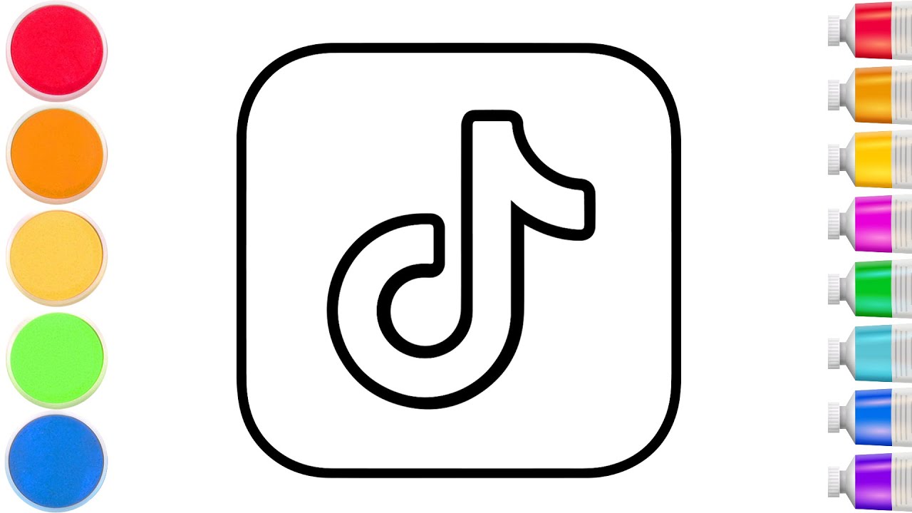 Drawing and Coloring a cute Logo Tik Tok | easy step by step