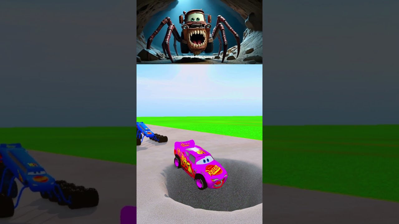 Lightning Monster Cyber McQueen Vs Impossible Deep Pit BeamNG.Drive