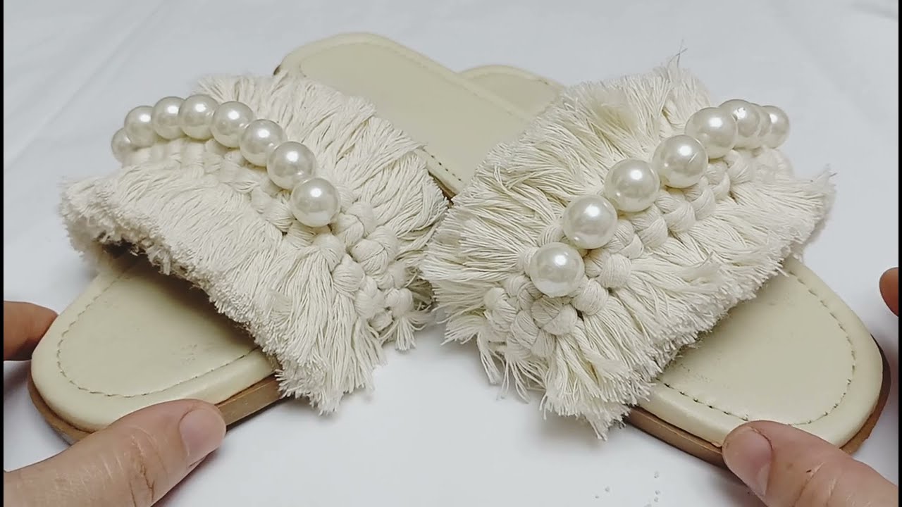 Easiest macrame beach slippers/sandals tutorial سليبر مكرمية سهل جدا للمبتدئين