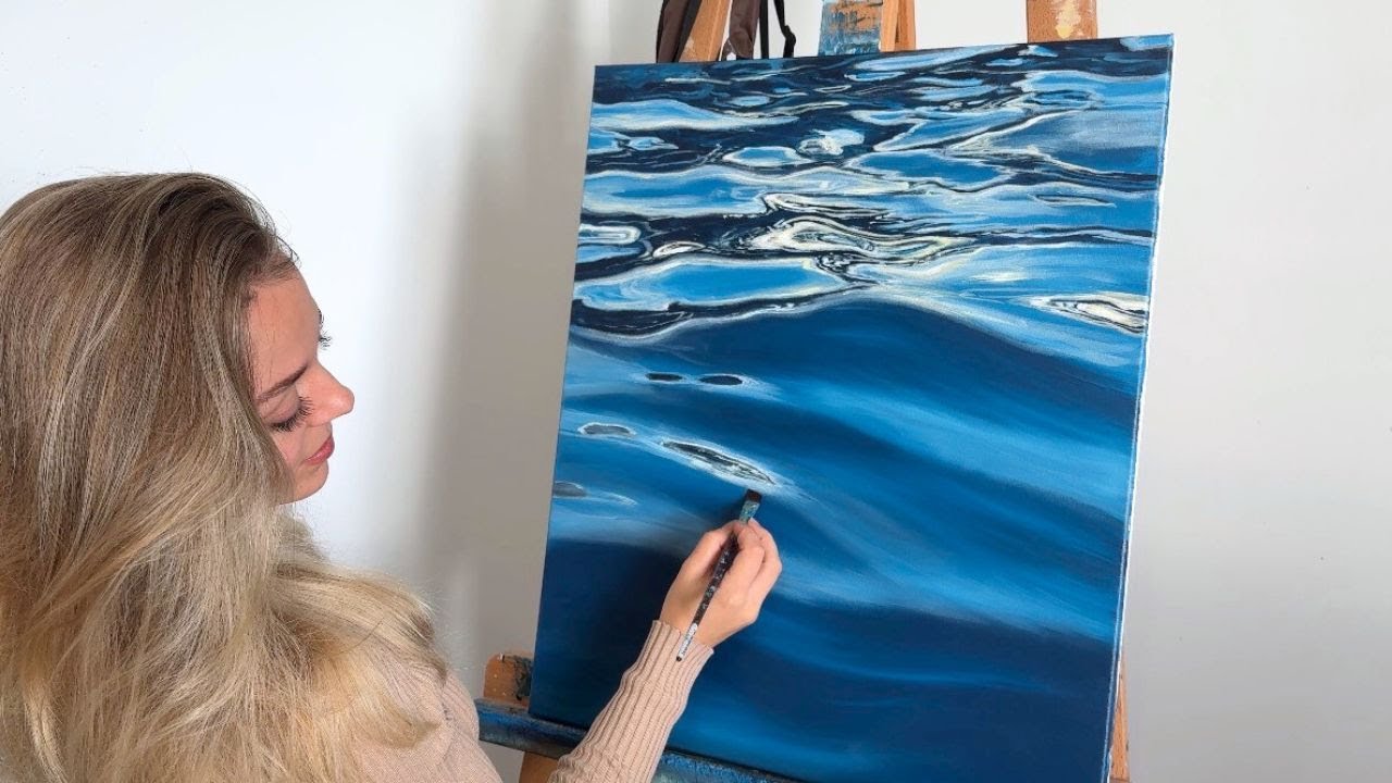 TUTO PEINTURE FACILE &ndash; L&rsquo;EAU CALME & SES REFLETS &Agrave; L&rsquo;ACRYLIQUE (En - de 10 min !!!)