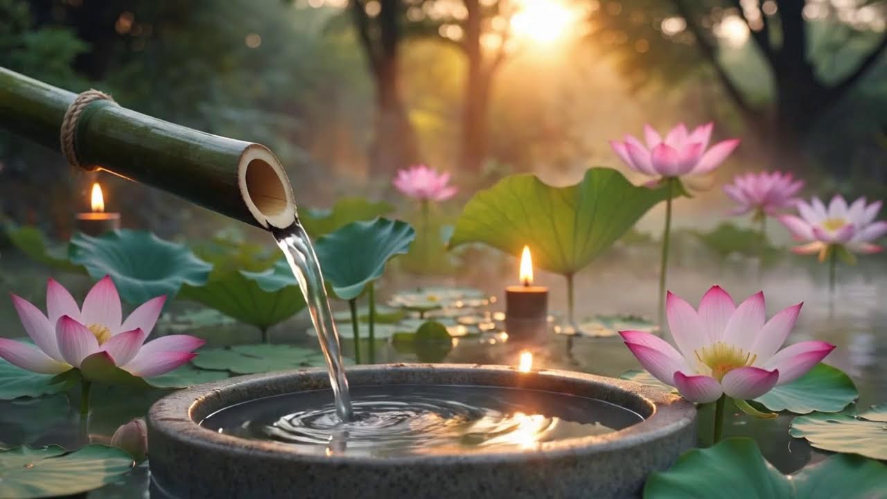 Bamboo Water Fountain Sounds with Relaxing Piano Music for Deep Sleep