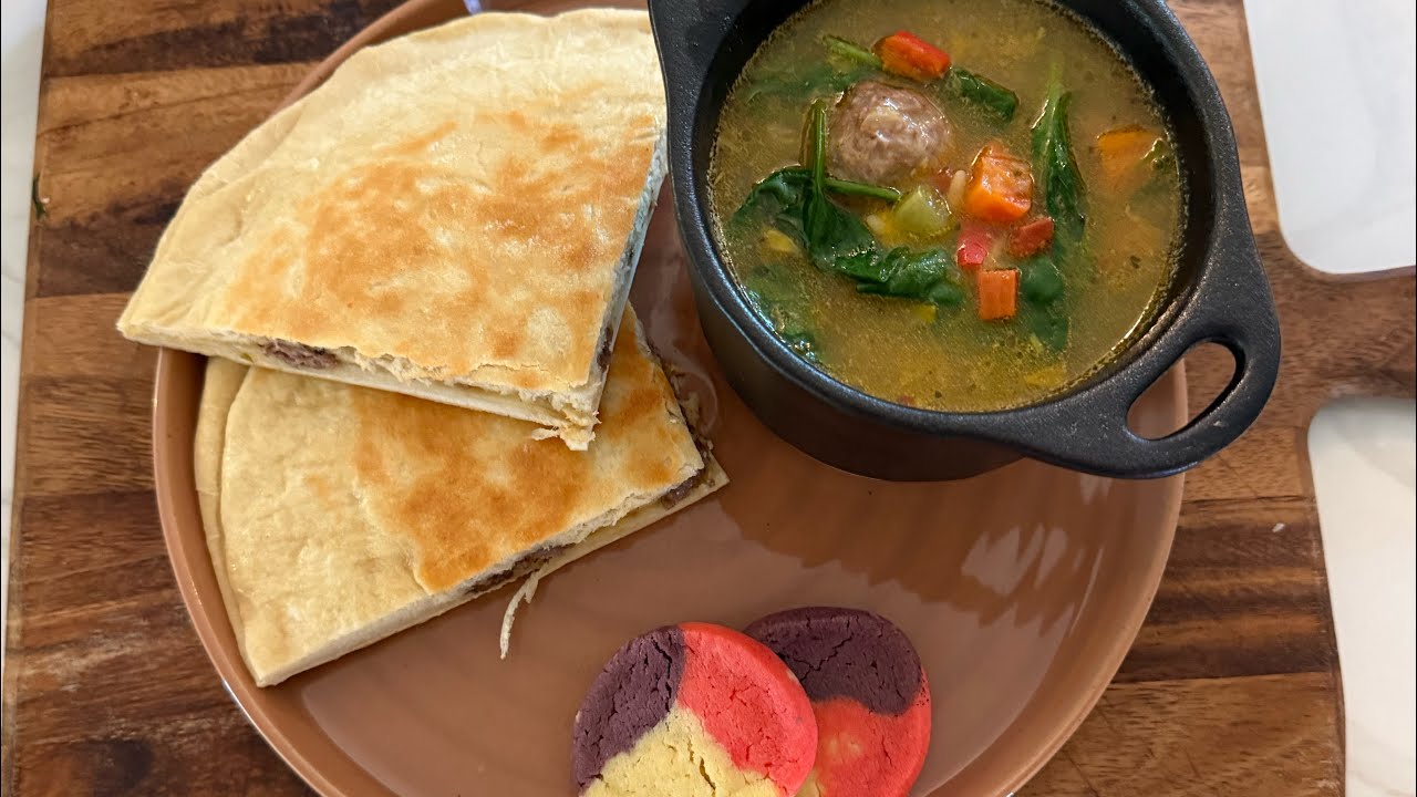 Greek Lamb Orzo Soup and Stuffed Naan