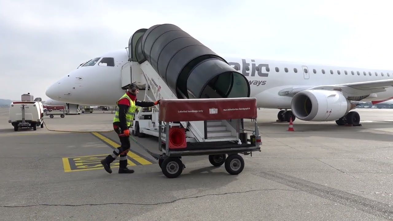 Feb 2025 Zürich airport Kloten arrival walk from airplane to the Circle terminal via baggage claim