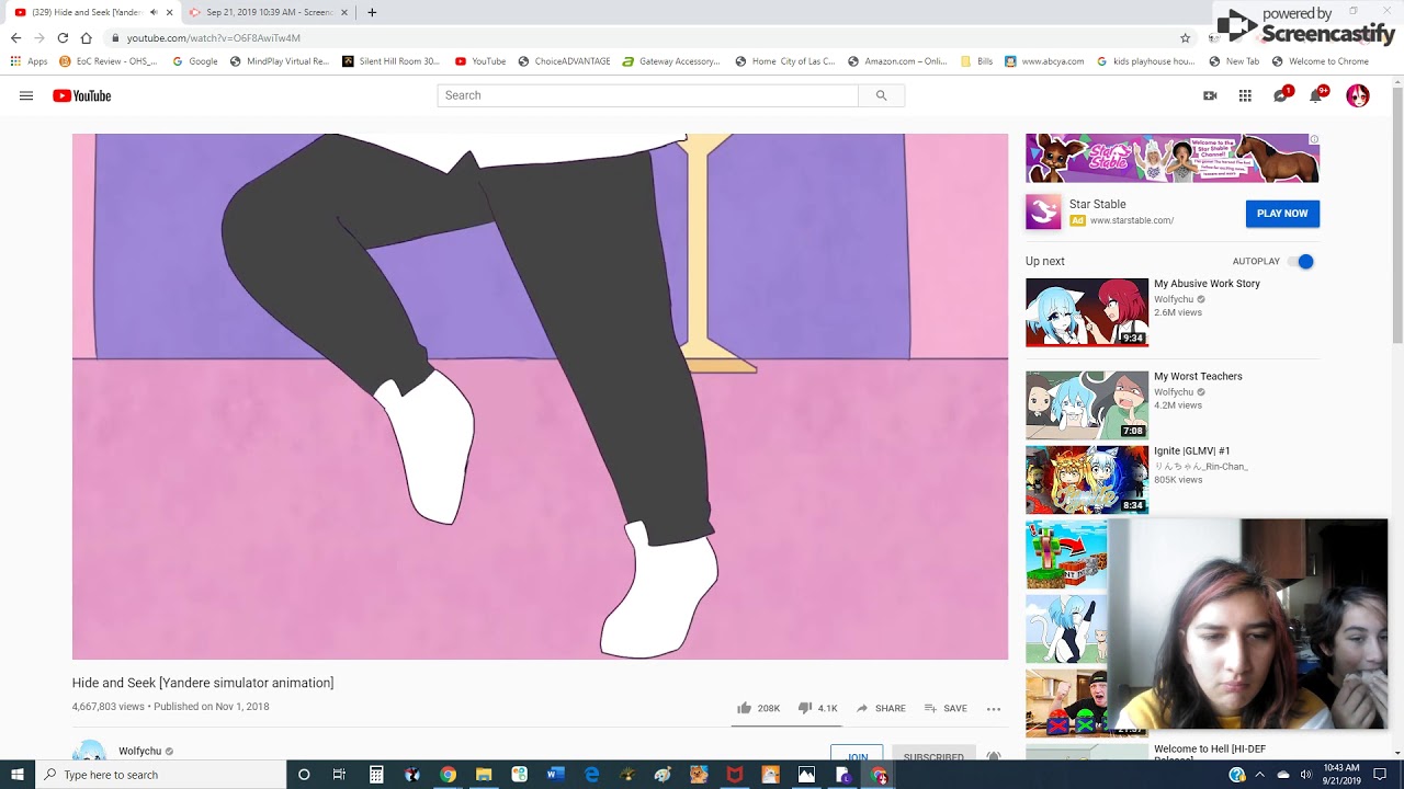 being terrired from watching wolfiechu