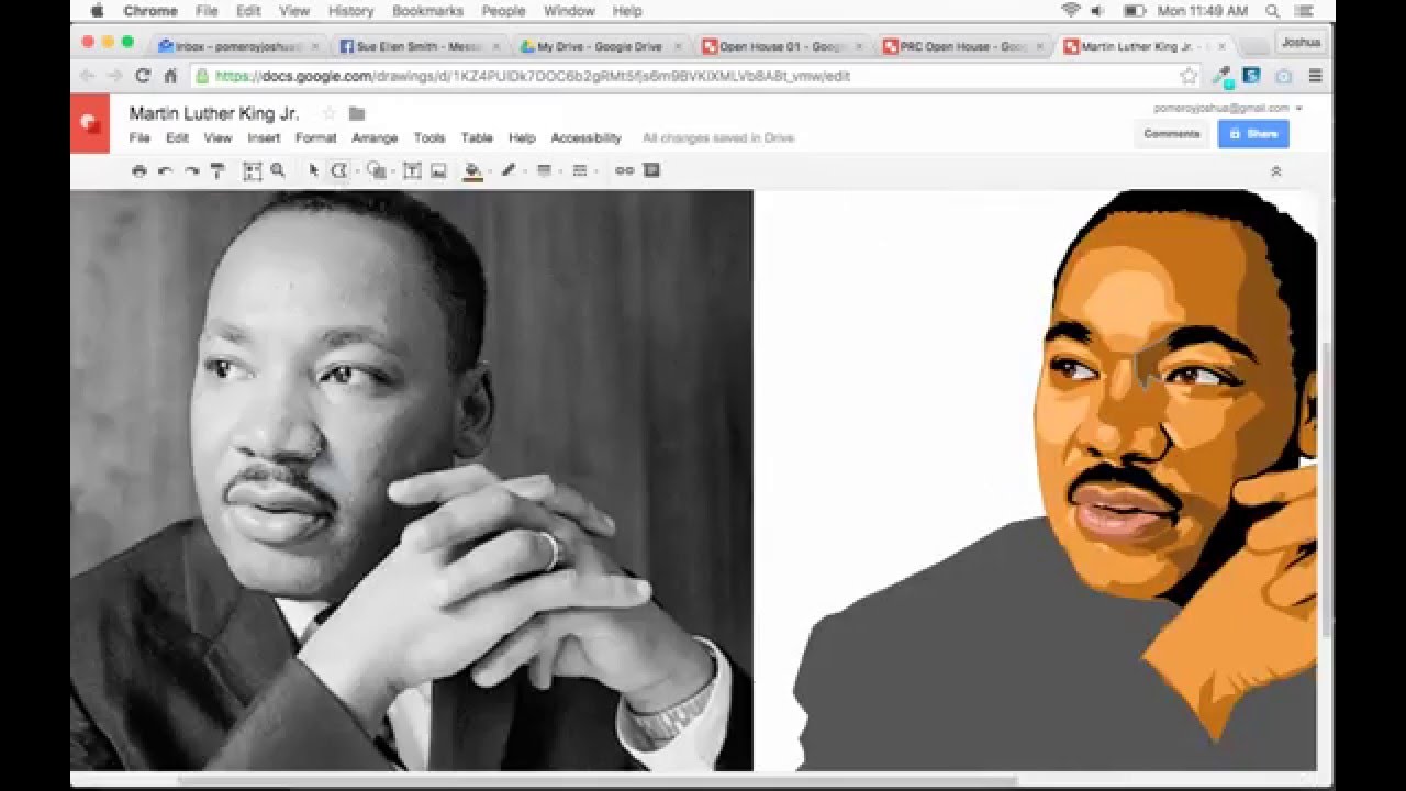 Martin Luther King Jr - Vector Portrait in Google Drawings