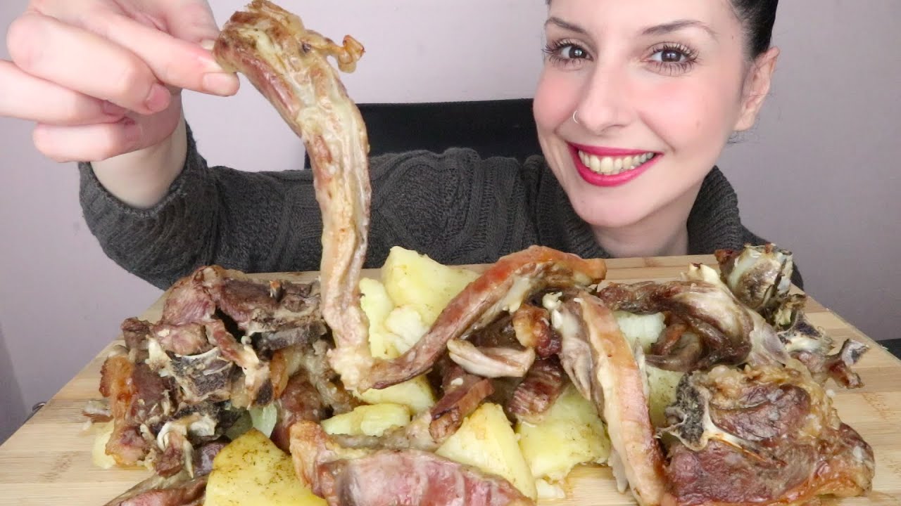 Roasted Lamb Chops & Potatoes | Mukbang | Greek Talking + English Subtitles