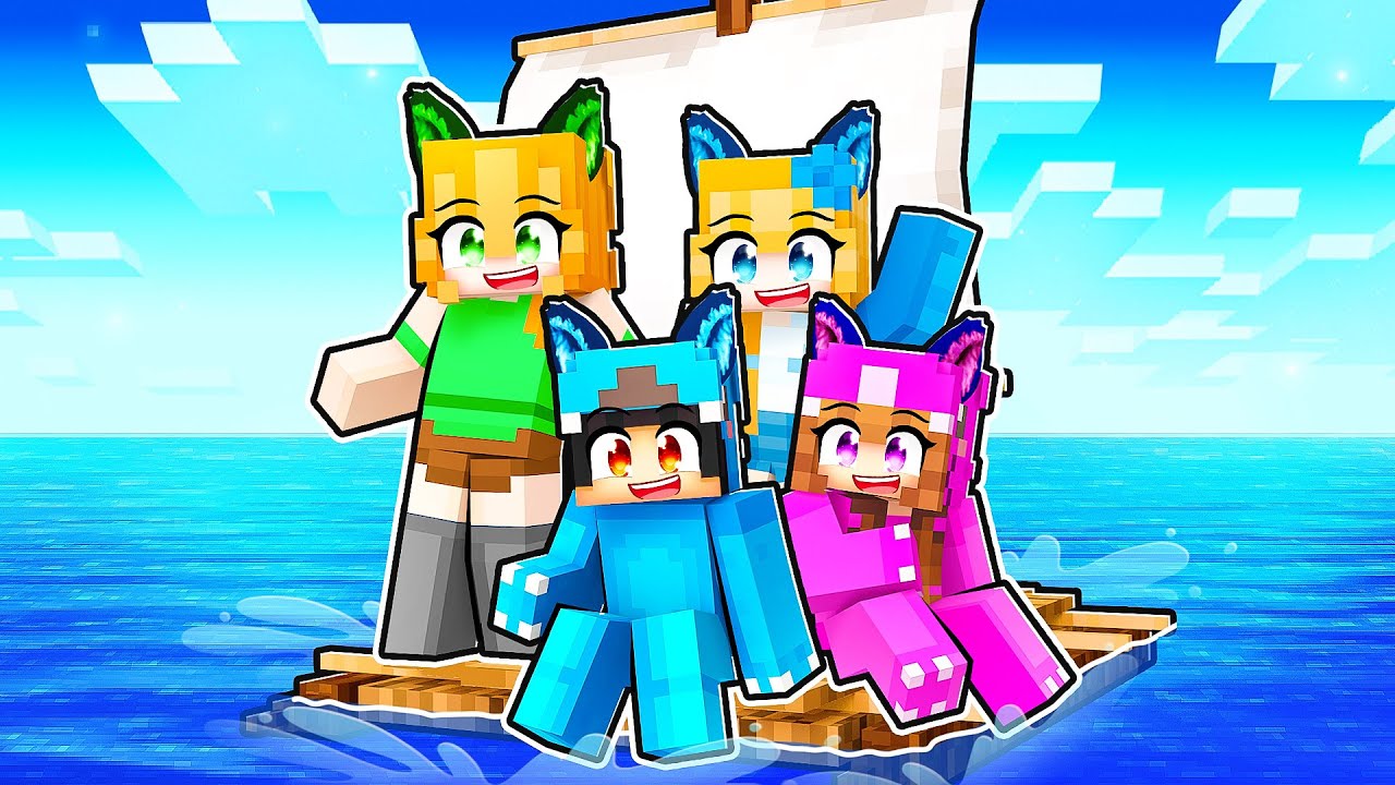 LOCKED on ONE RAFT But We're ALPHA WOLF MUTANT MOBS With CRAZY FAN GIRL!