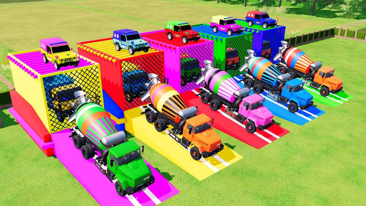 Garage with Colors - ALL AMERICAN MIXER TRUCK WITH DOUBLE LOWBED TRAILER, PETERBILT, KENWORTH #9