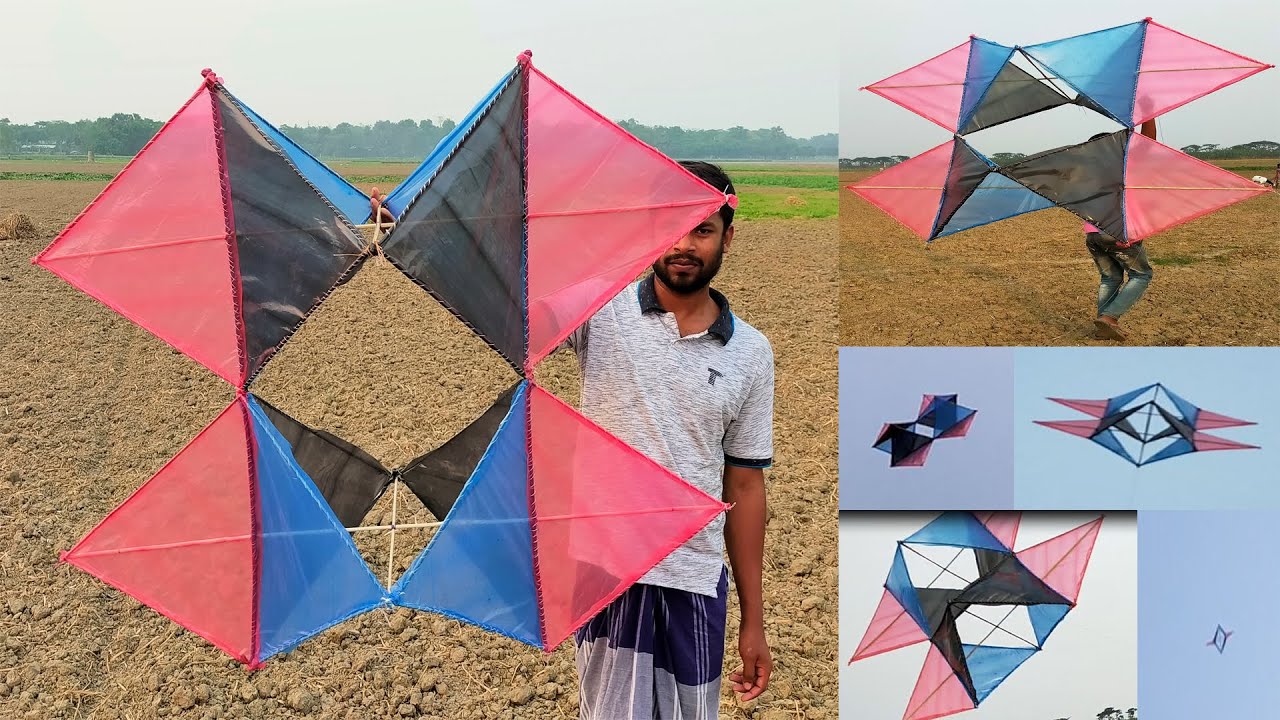 Kite making at home/how to make a kite/box kite/ how to make a 3 D kite step by step/KITE/