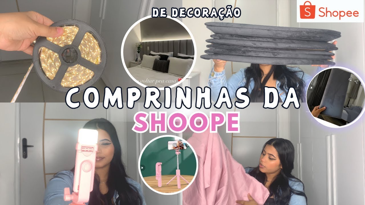 COMPRINHAS DA SHOPEE PARA DECORAR O QUARTO | CABECEIRA + LED e outros..