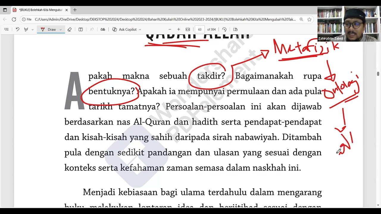 Kuliah JAA, Bedah Buku  Bolehkah Kita Mengubah Takdir. Oleh Ust Dr Zahiruddin Zabidi. Isnin 011225.