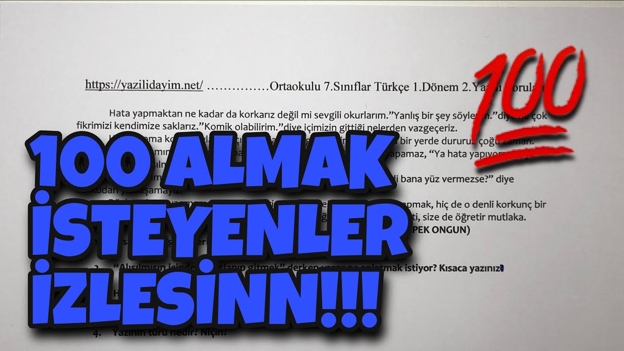 7.Sınıf Türkçe 1.Dönem 2.Yazılı