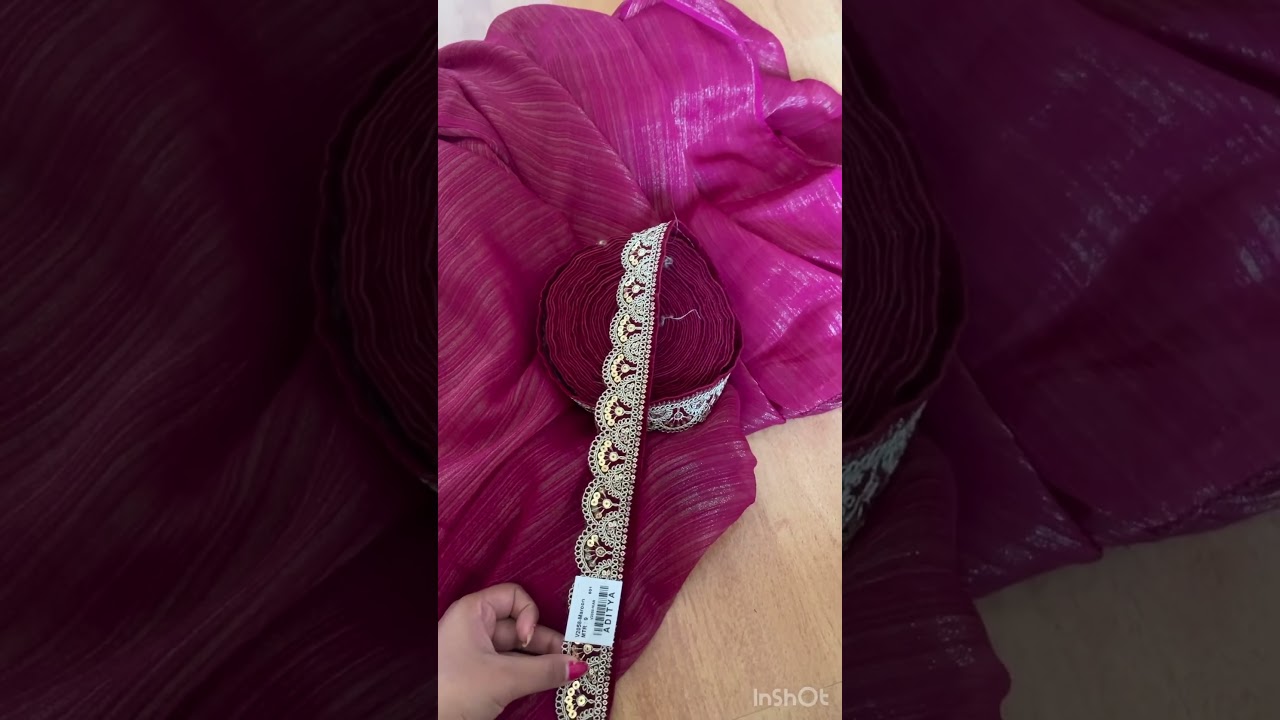 How to attach lace in saree border..!!#stitching #fashion #blouse #shortvideo