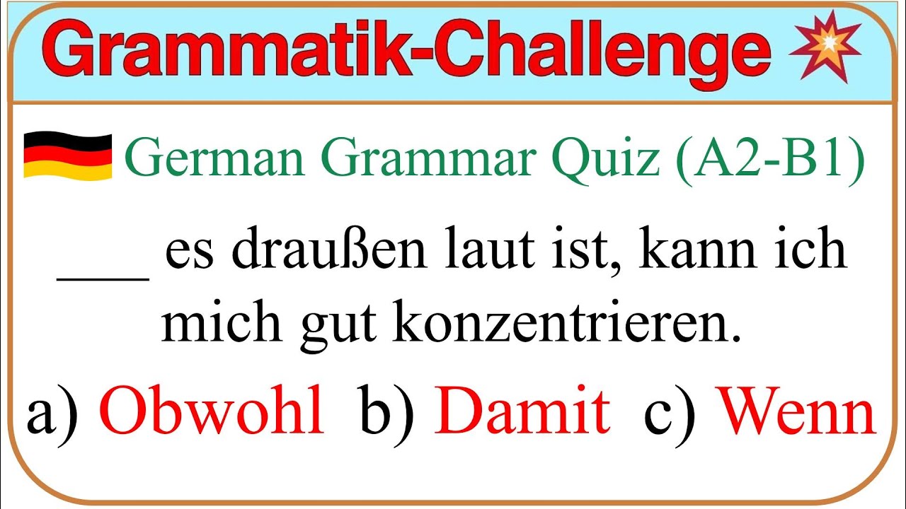 Lerne spielerisch: Deutsch A2-B1 Grammatik Quiz f&uuml;r alle! 🎉